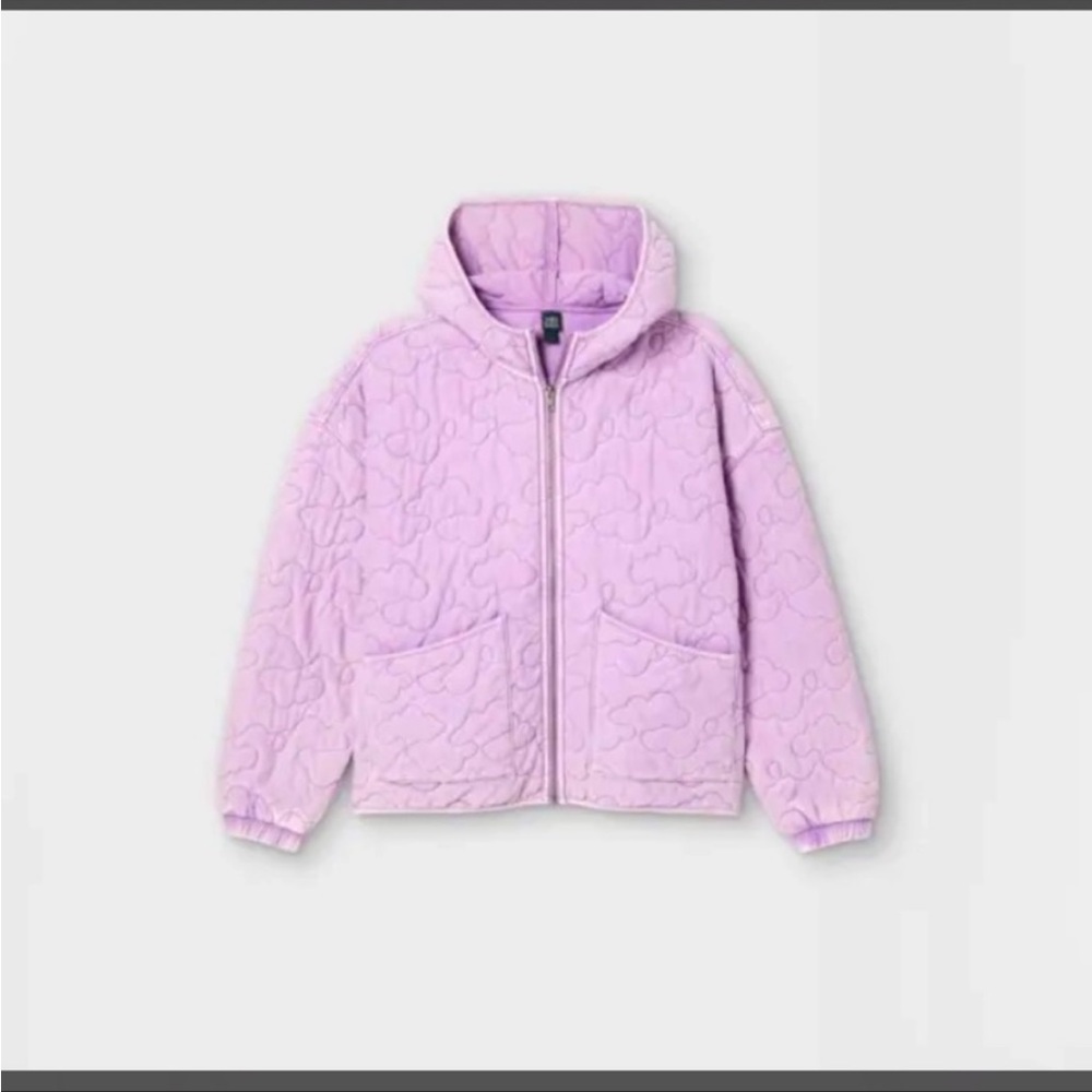 Wild Fable Hooded Quilted Jacket Lilac Purple (Small)